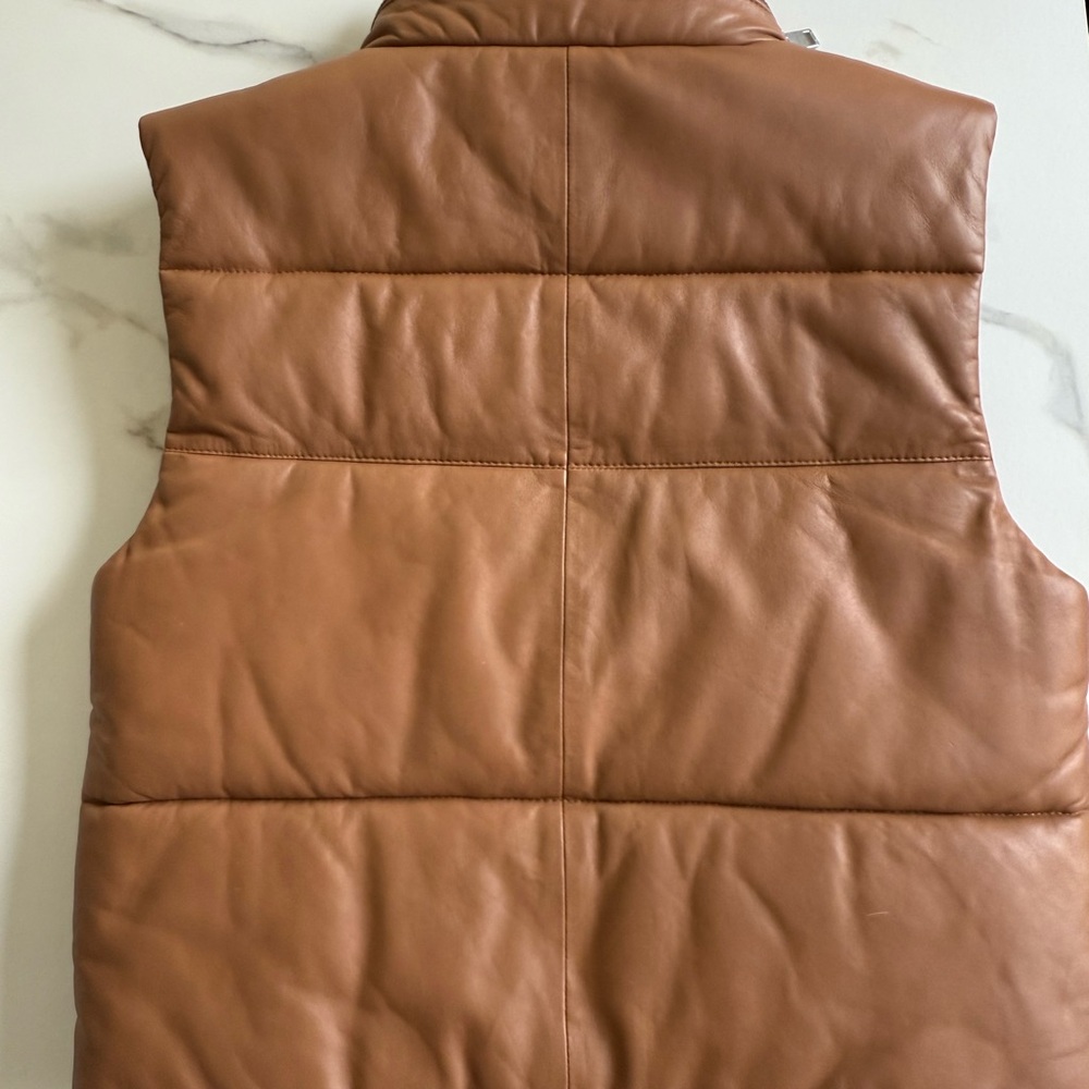 Walter Baker Lamb Leather Tan Puffer Vest - Picture 2 of 5